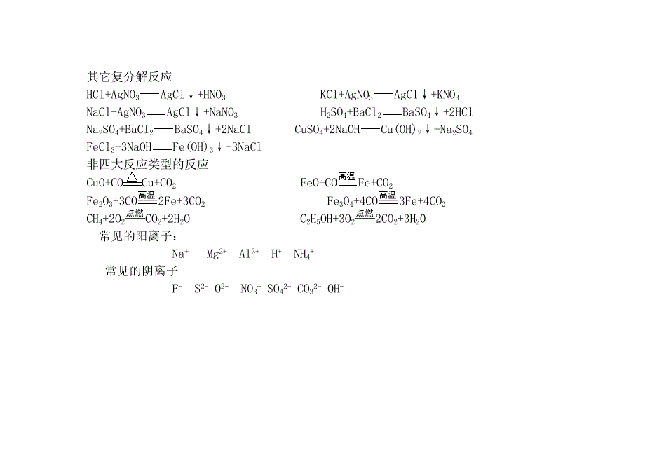 初中四大反应类型化学方程式知识总结 2_第3页