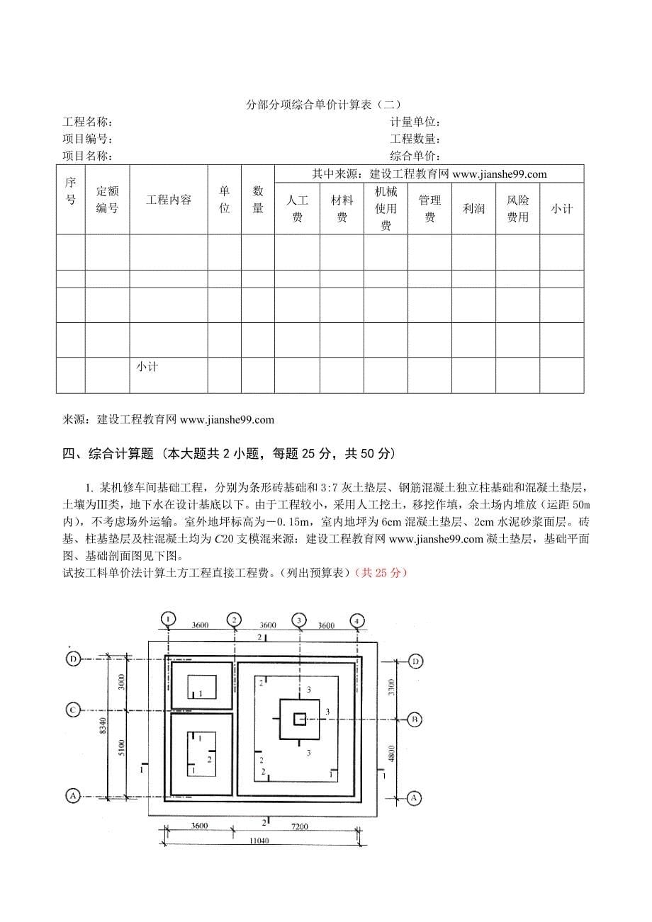 建筑工程计价模拟试_第5页