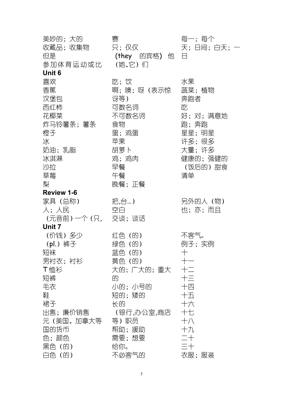 新目标7年级英语单词表-中文_第3页