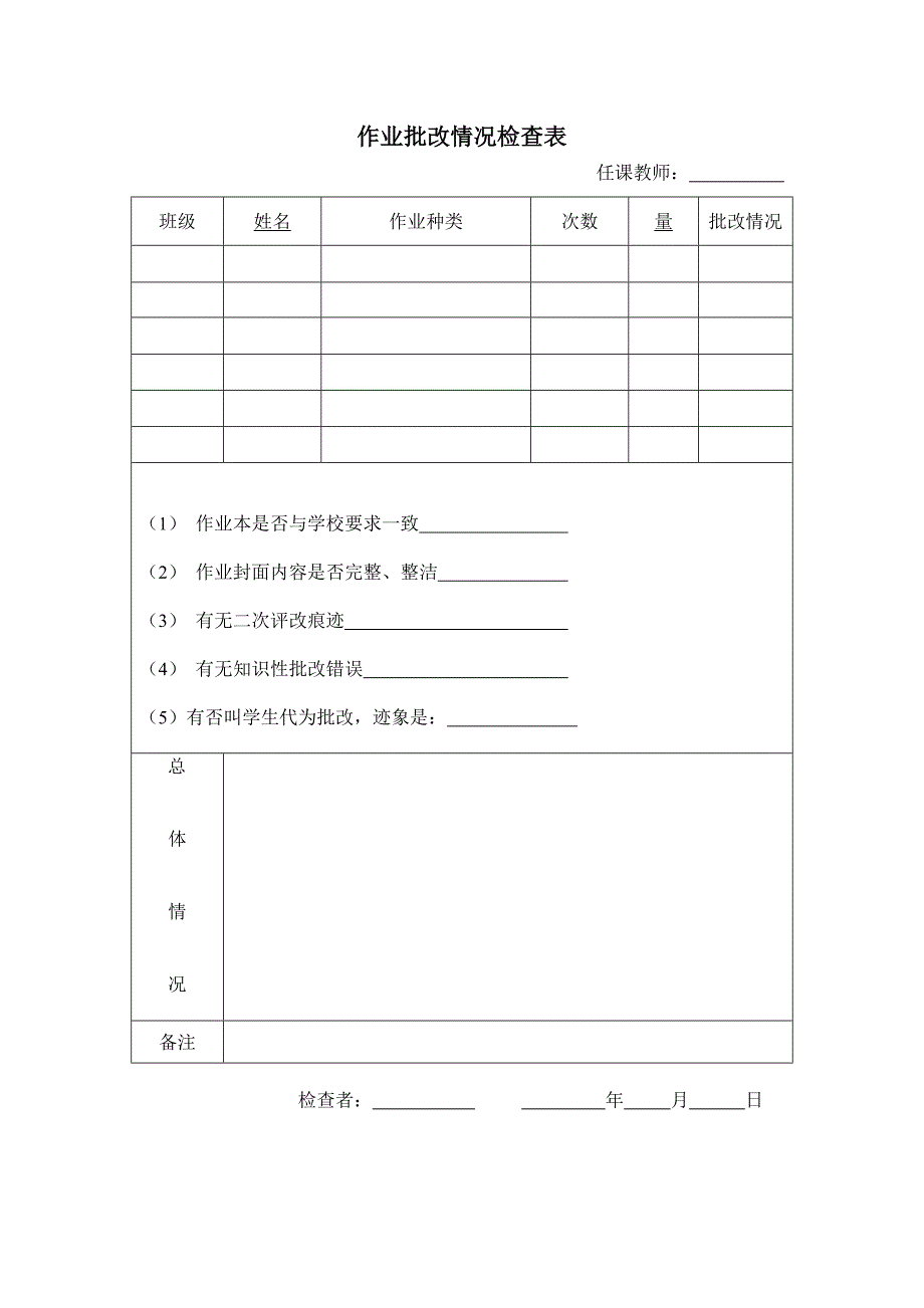 学校备课及作业情况检查表(模板)_第2页