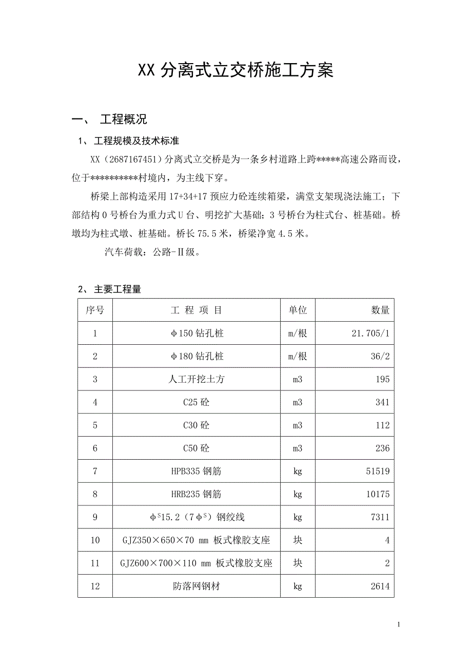 高速公路工程分离式立交桥施工方案_第2页