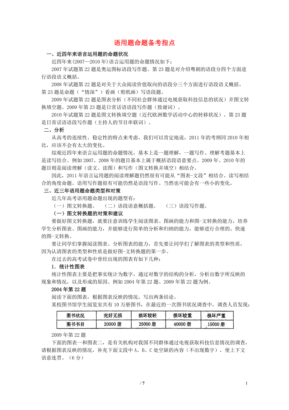 2012年高考语文备考方案 语用题命题备考指点素材_第1页