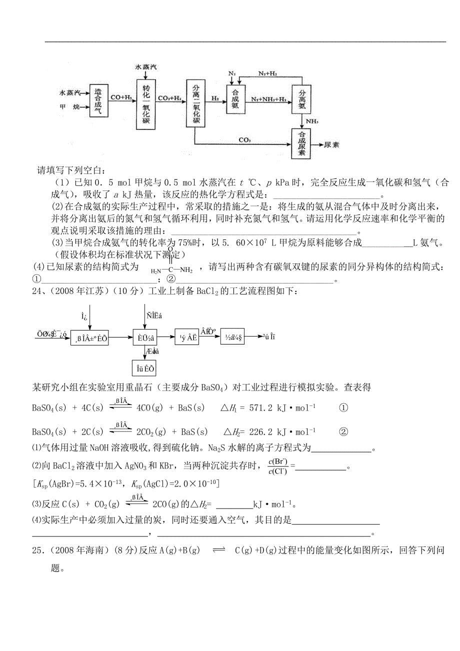 2004年-2008年热化学反应高考试题[1]_第5页