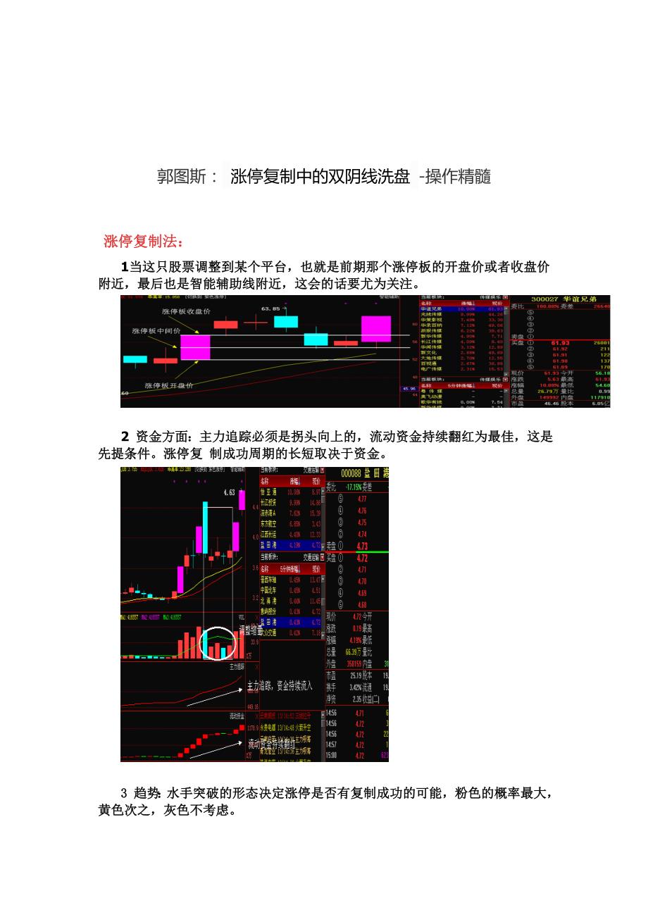 郭图斯： 涨停复制中的双阴线洗盘 -操作精髓_第1页