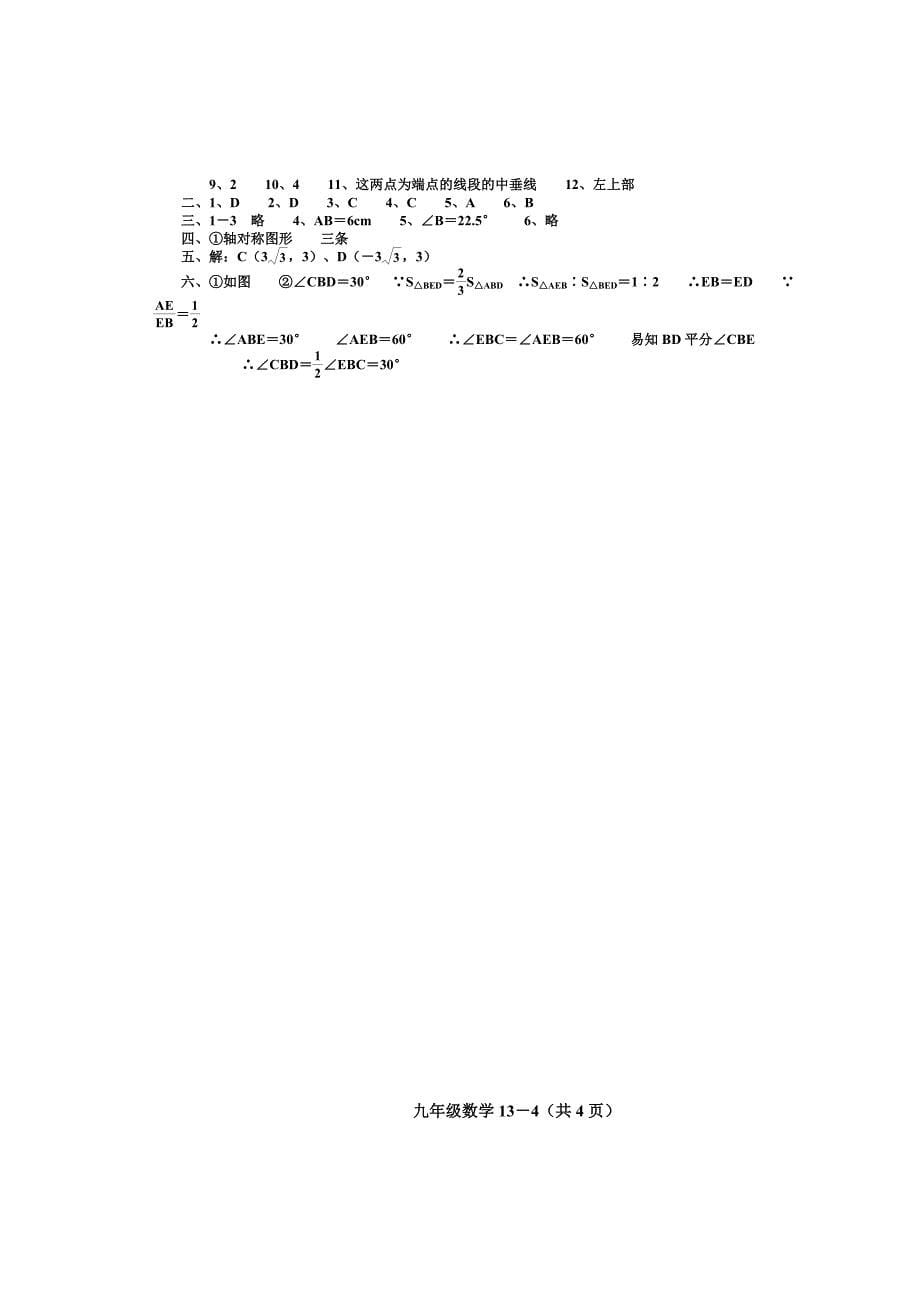 中考数学第一轮复习专题训练113轴对称_第5页