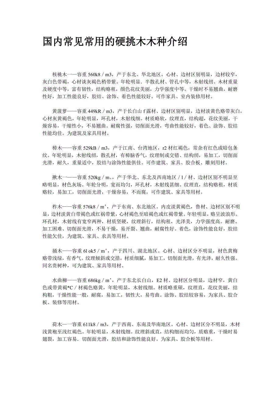 国内常见常用的硬挑木木种介绍_第1页