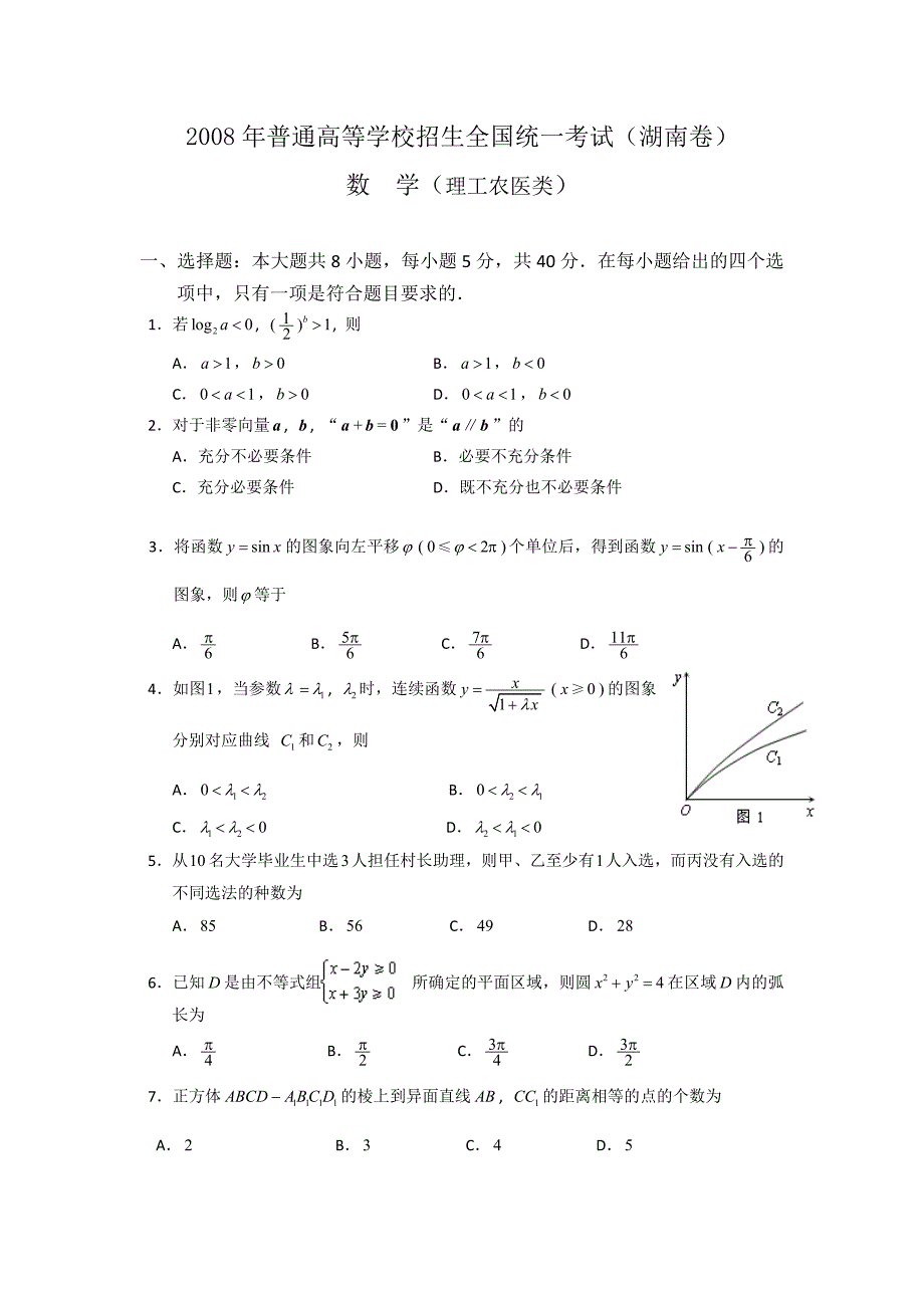 高考理科数学湖南卷_第1页