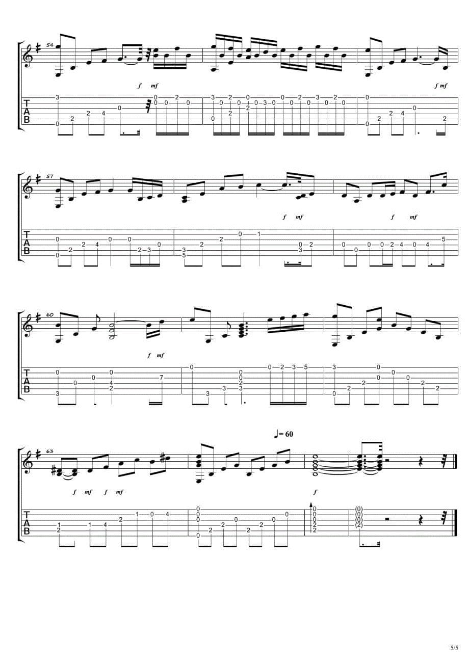 指弹(独奏)吉他谱之：《tears》_第5页