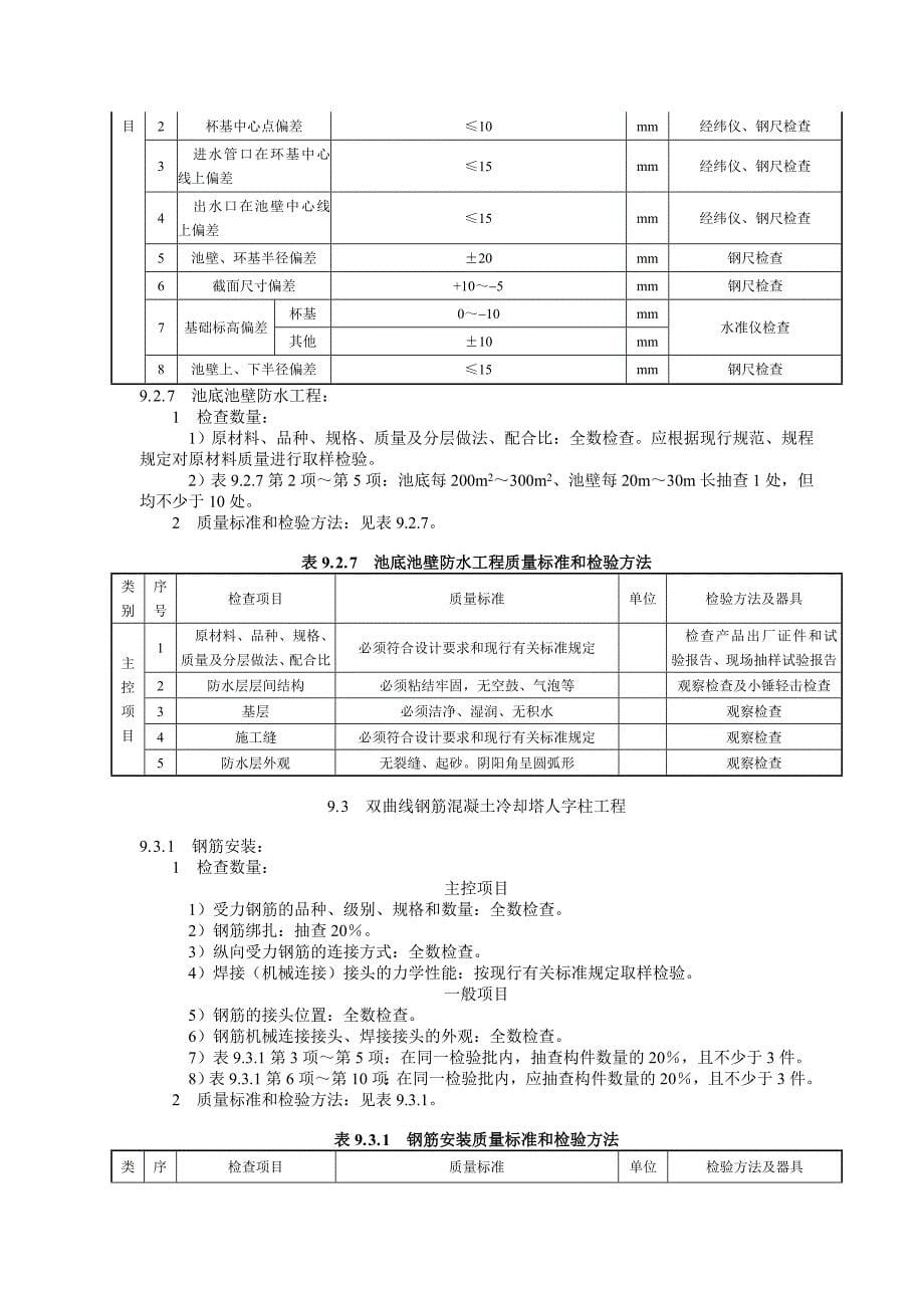 电力建设施工质量验收及评定规程 第1部分 土建工程 9 供水及水处理系统土建工程_第5页