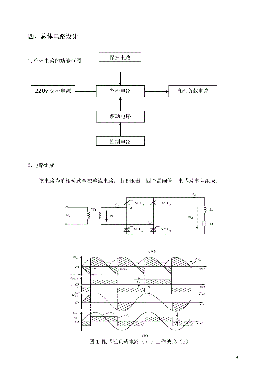 电力电子技术课程设计--单相桥式可控整流电路的设计_第4页