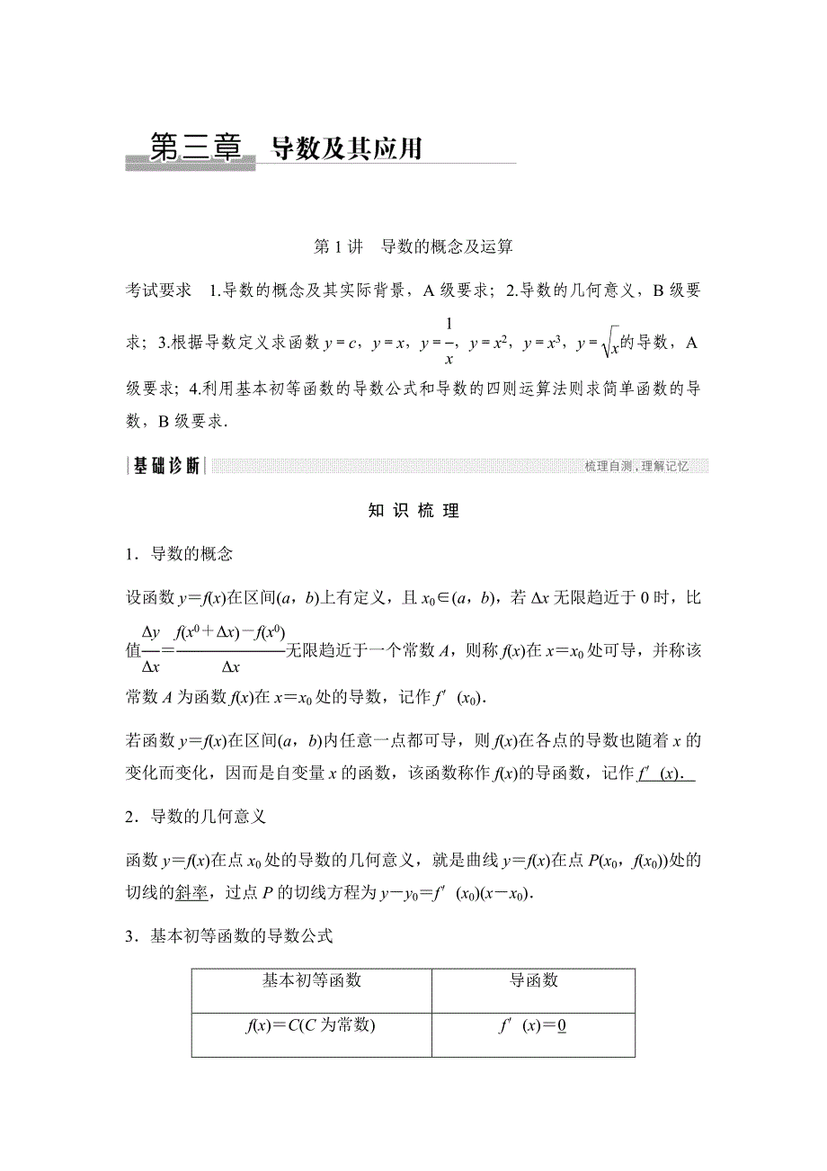 江苏2018高三数学一轮复习    导数及其应用_第1页