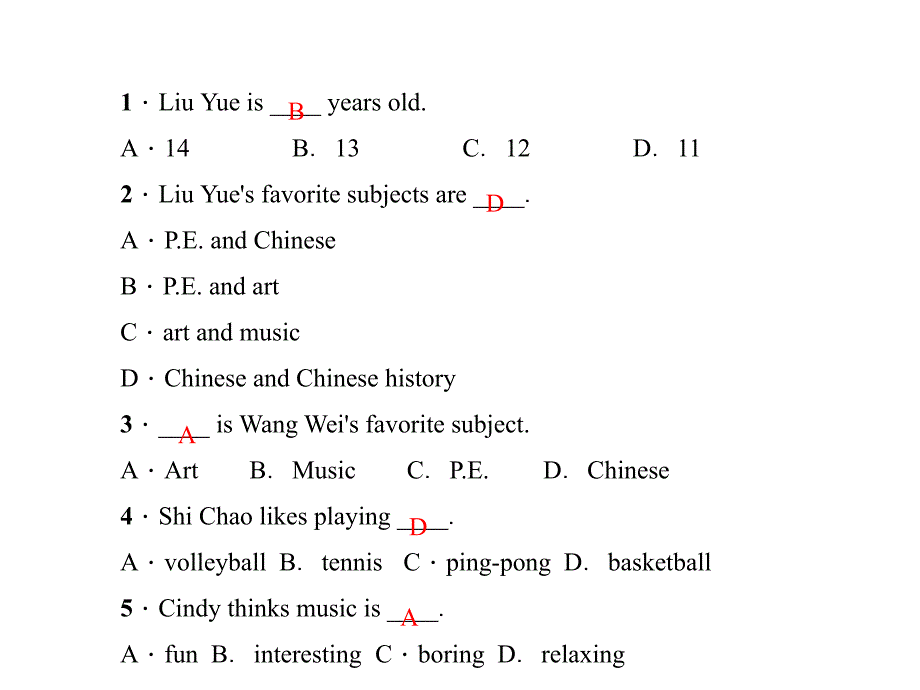 15-16学年七年级英语上册（人教版）习题课件：Unit 9　My favorite subject is science. Section A　阅读与情景交际_第3页