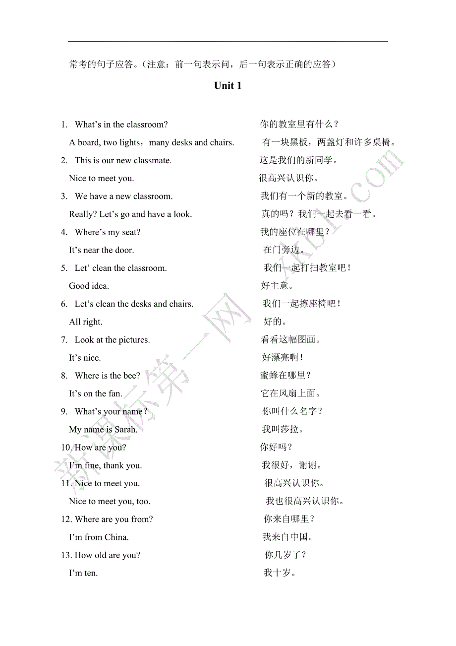 常考的句子应答_第1页