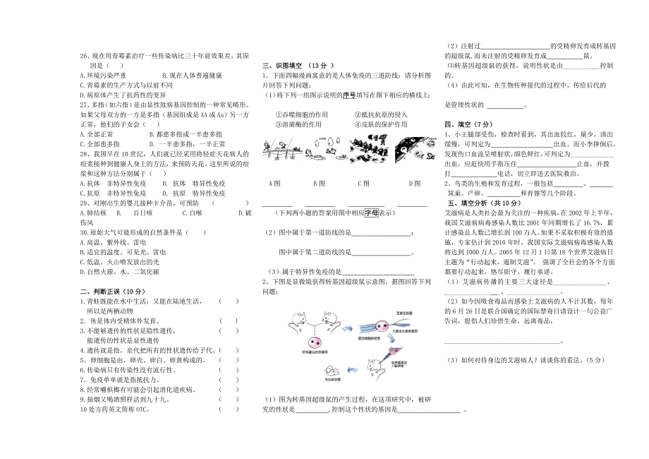 人教版八年级下洪丰中学生物期末试卷_第2页