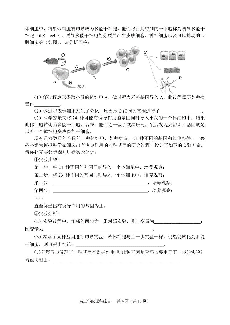 顺德区高三理综(生物)_第4页