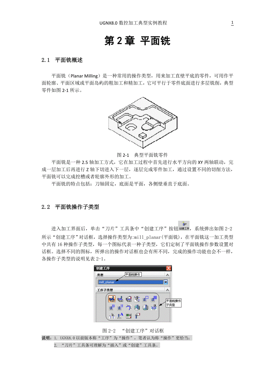 UGNX8.0数控加工典型实例教程——第2章 平面铣_第1页