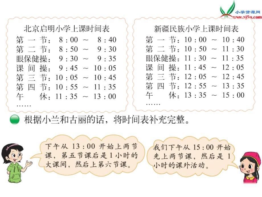 2016秋（北师大版）三年级上册数学课件第七单元 时间表_第5页