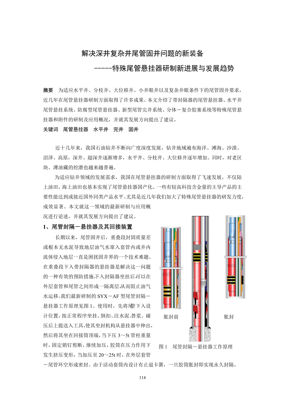 解决深井复杂井尾管固井问题----特殊尾管悬挂器研制新进展与发展趋势_第1页