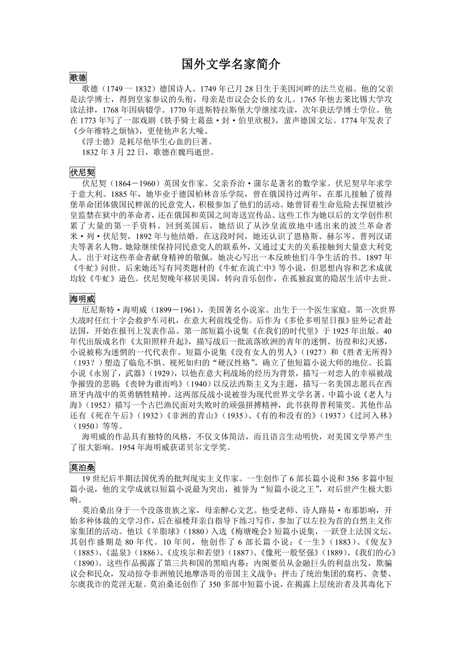 国外文学名家简介_第1页