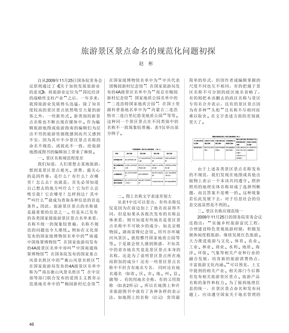 旅游景区景点命名的规范化问题初探_第1页