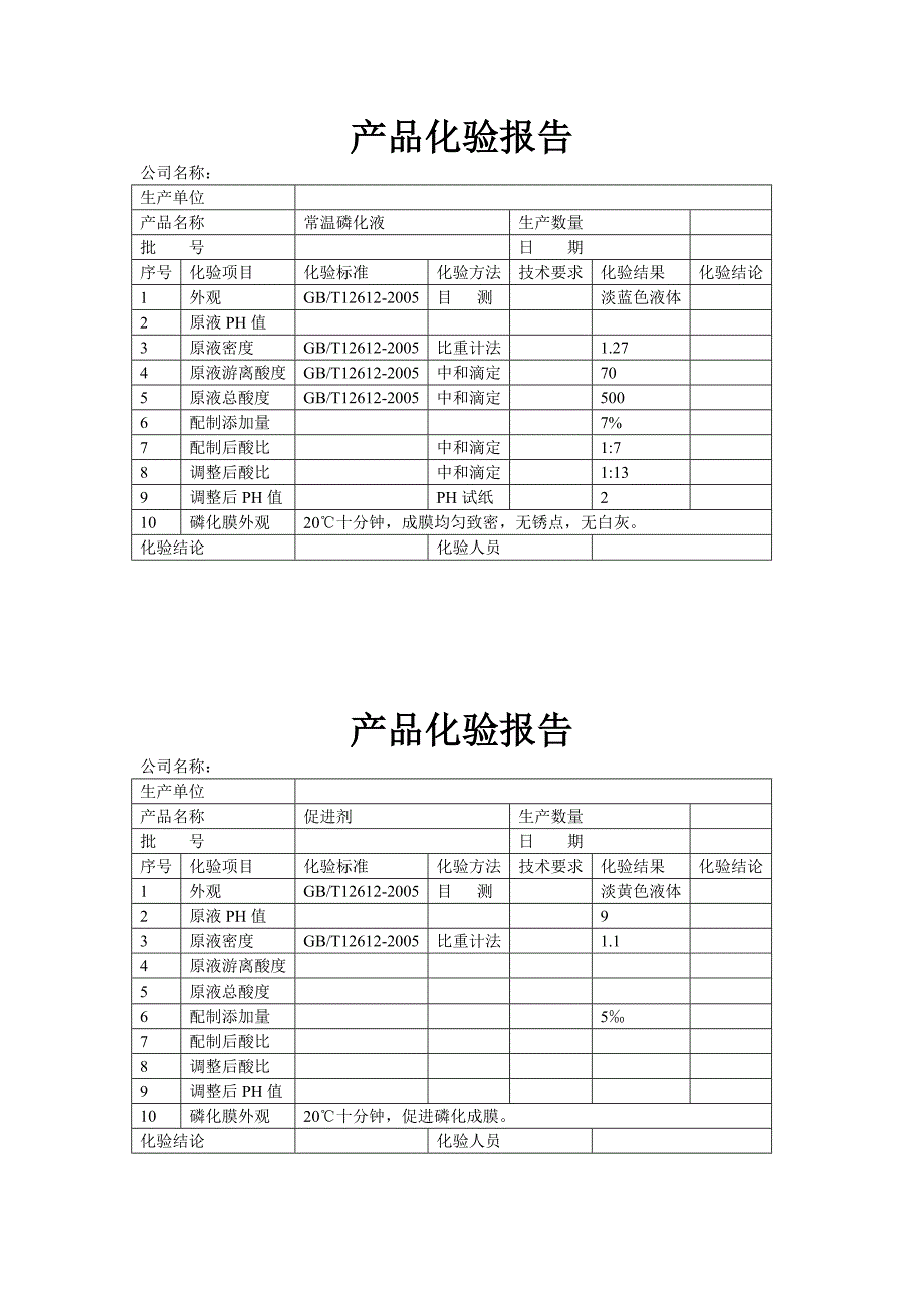 磷化液化验单_第1页