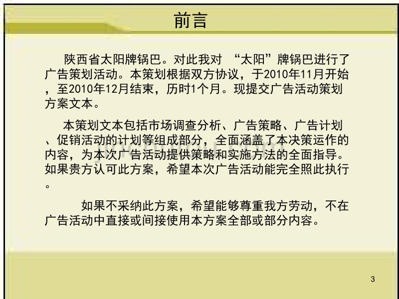 陕西太阳牌锅巴策划方案_第3页