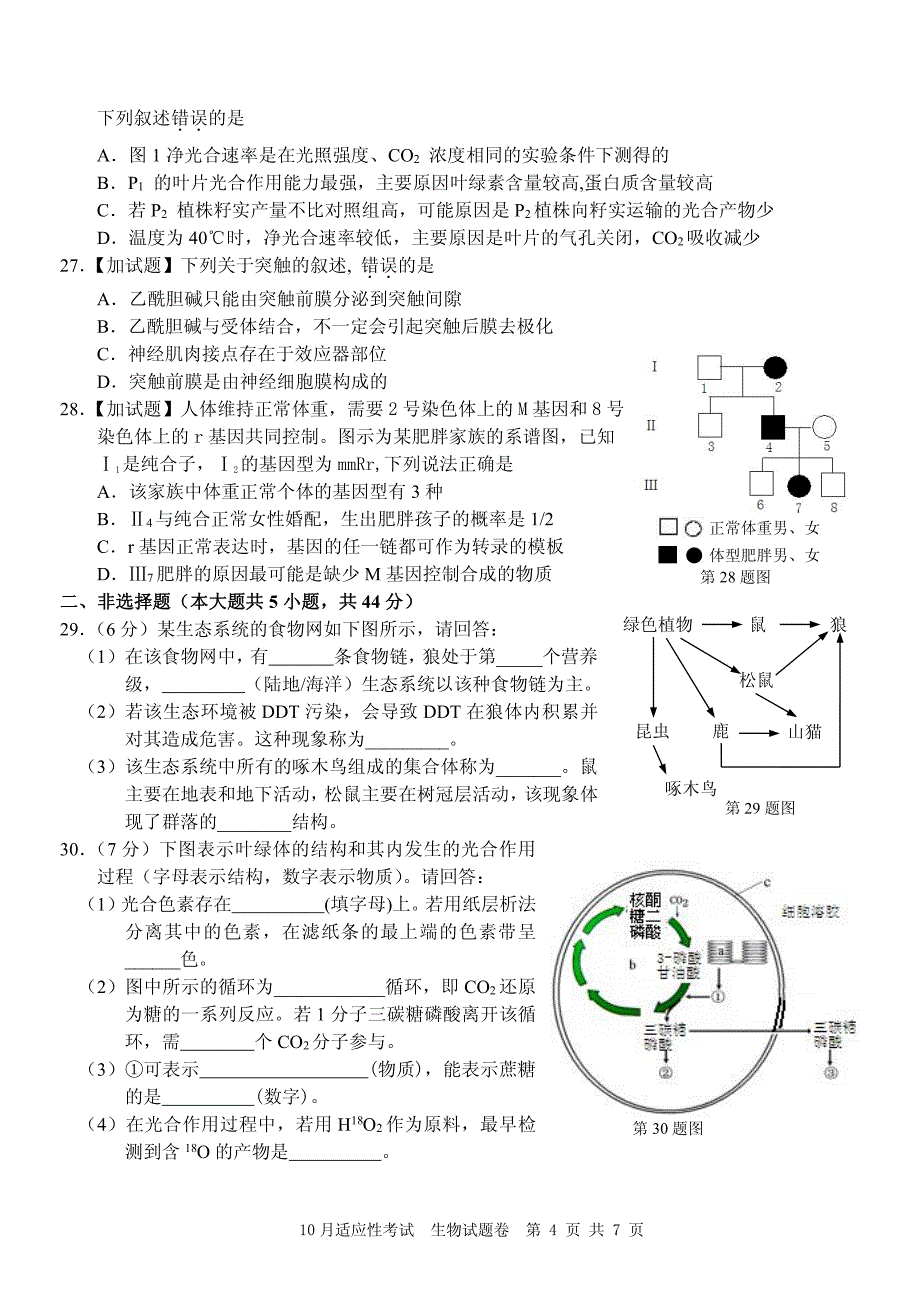 2016年10月学考选考考前适应性考试联考和答案(10月6日)_第4页