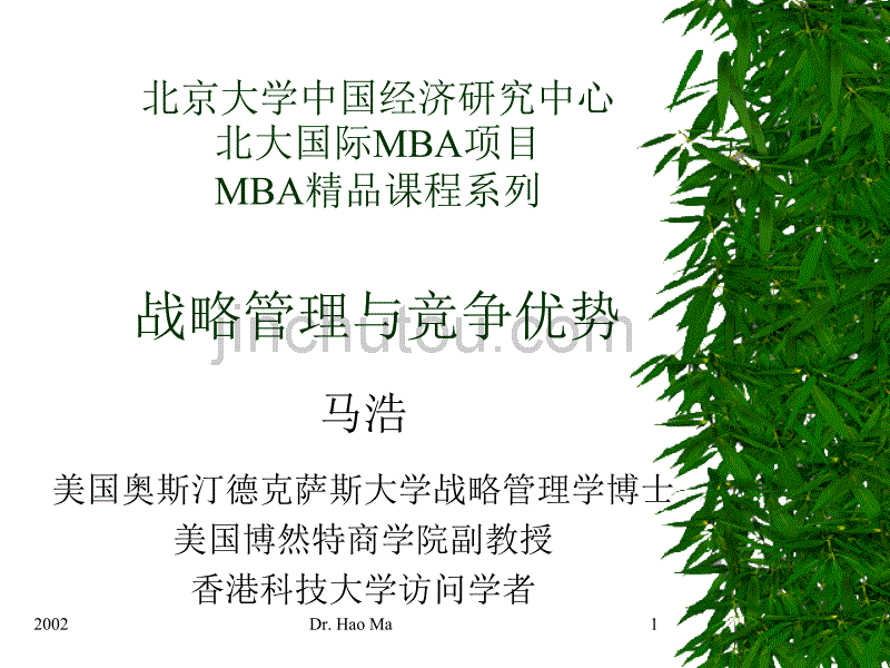 战略管理与竞争优势讲座--马浩_第1页