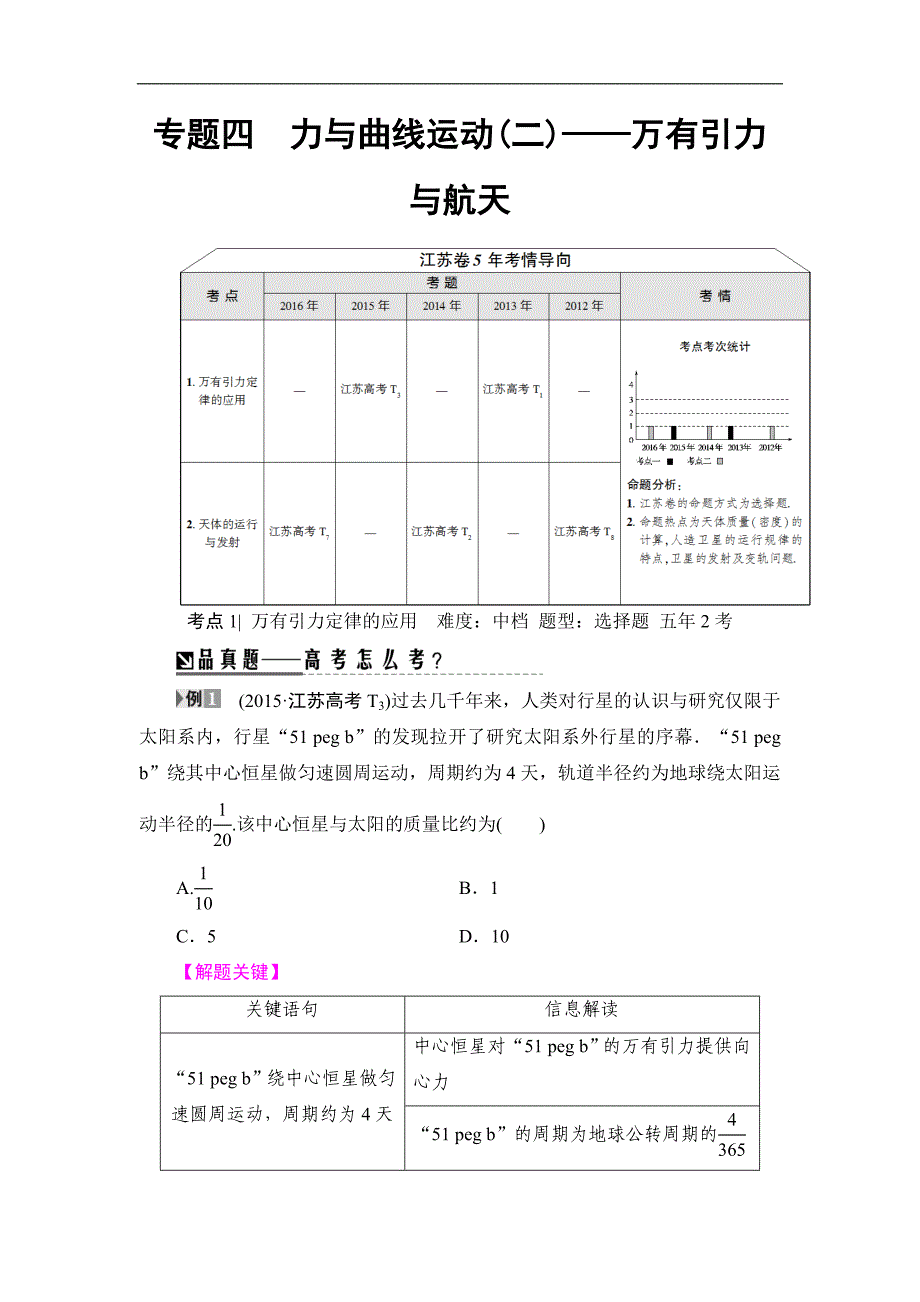 专题4 力与曲线运动2——万有引力与航天_第1页