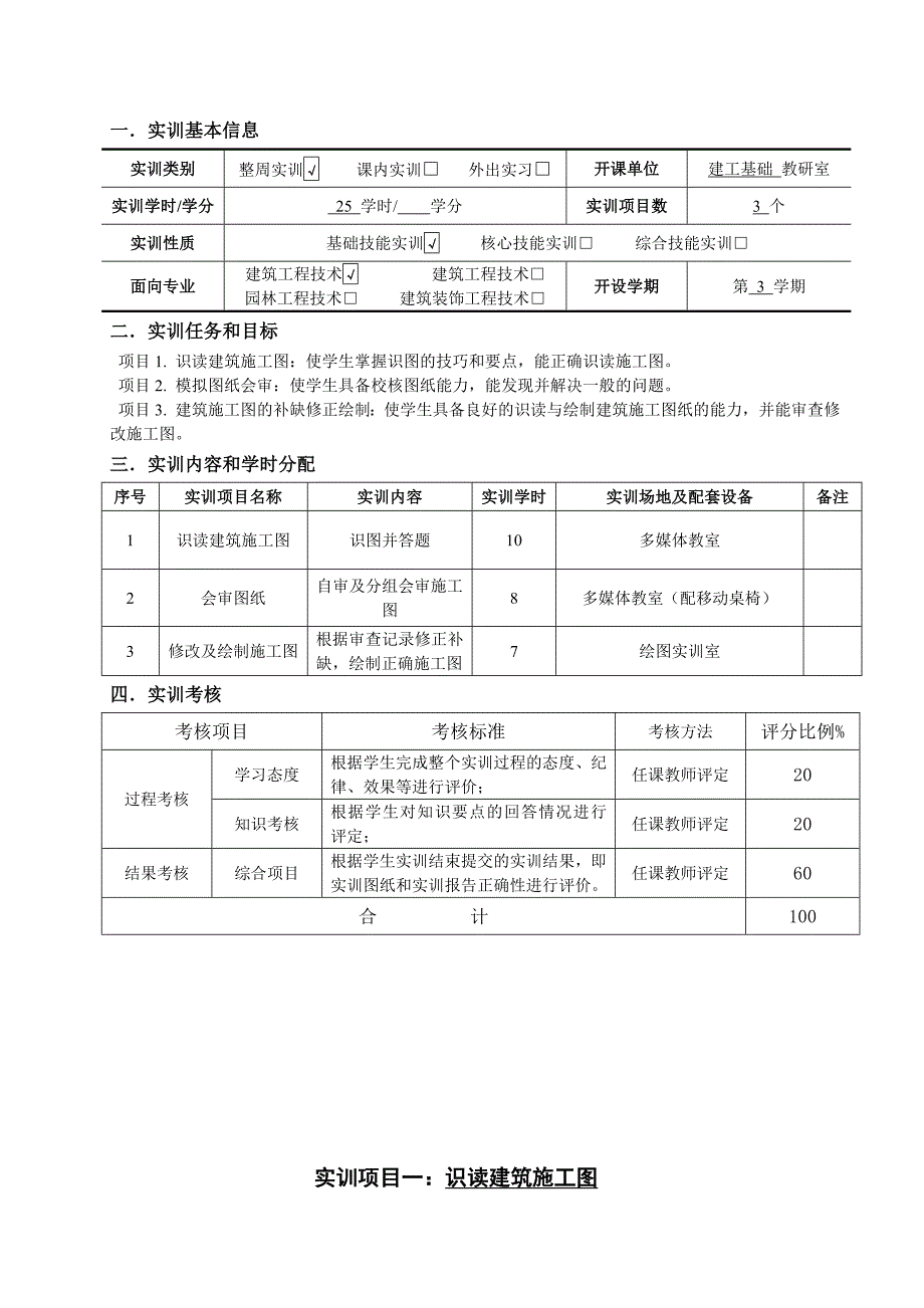 施工图识读实训指导书_第2页