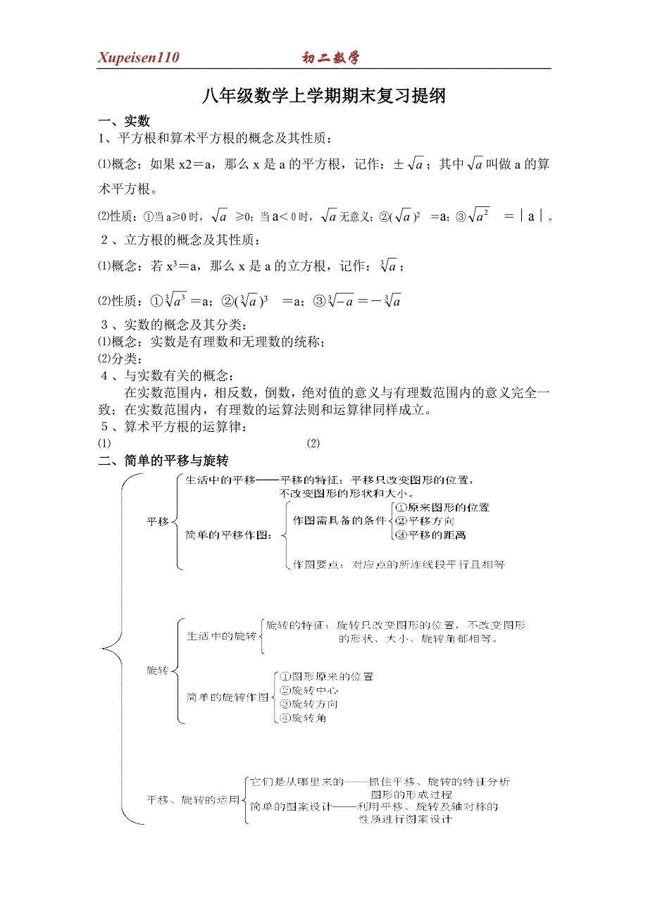 八年级数学上学期期末复习提纲_第1页