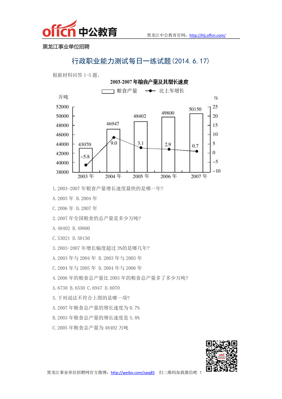 黑龙江事业单位招聘-行政职业能力测试每日一练试题(2014.6.17)_第1页