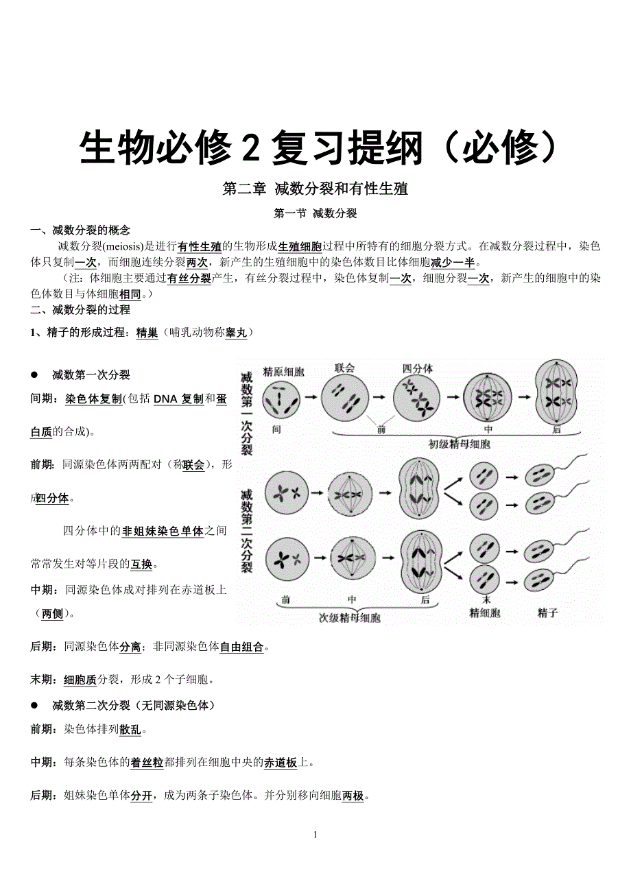 高考必备生物必修2复习提纲(必修)_第1页