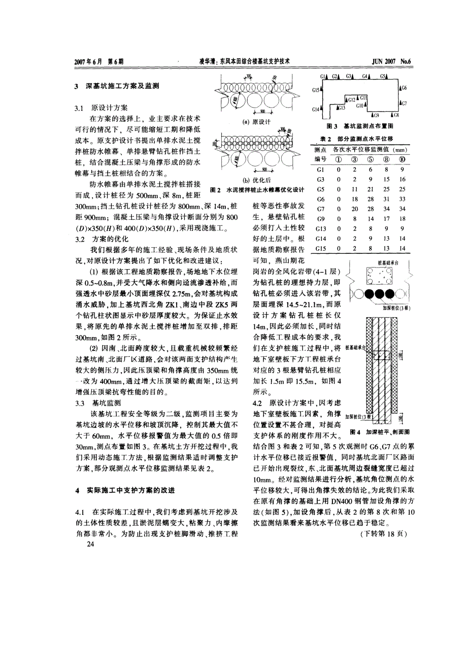 东风本田综合楼基坑支护技术(摘录自广东土木与建筑07年6期第23-24、18页)_第2页