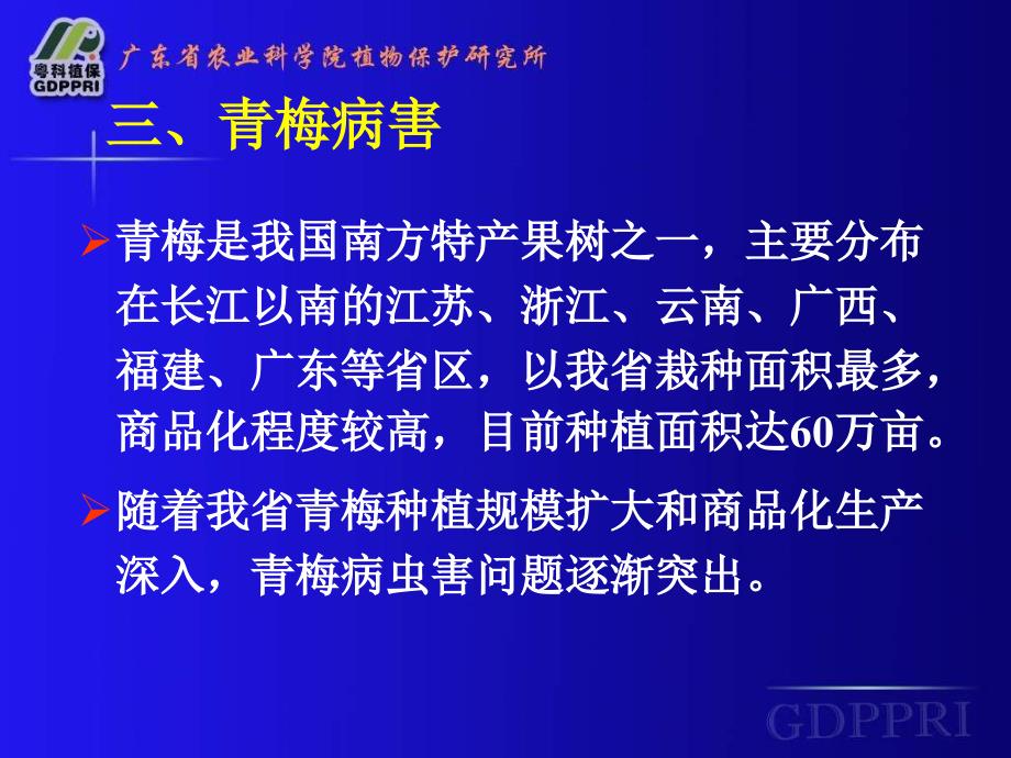 青梅主要病虫发生及防治技术_第1页