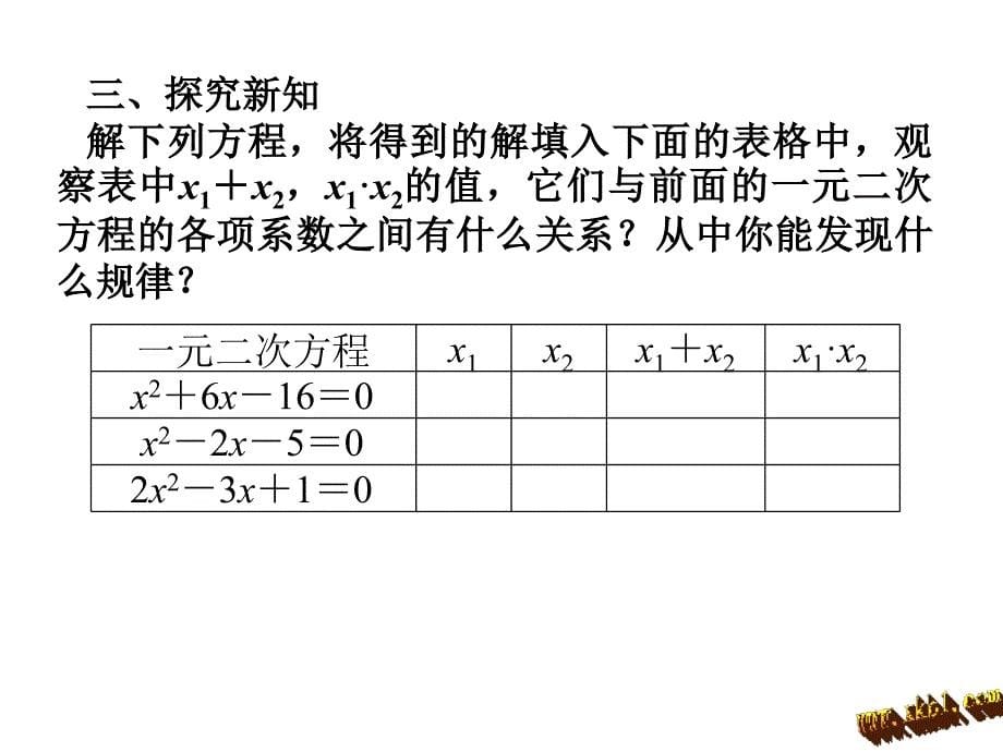 2016年湘教版初三九年级数学2.4一元二次方程根与系数的关系课件_第5页