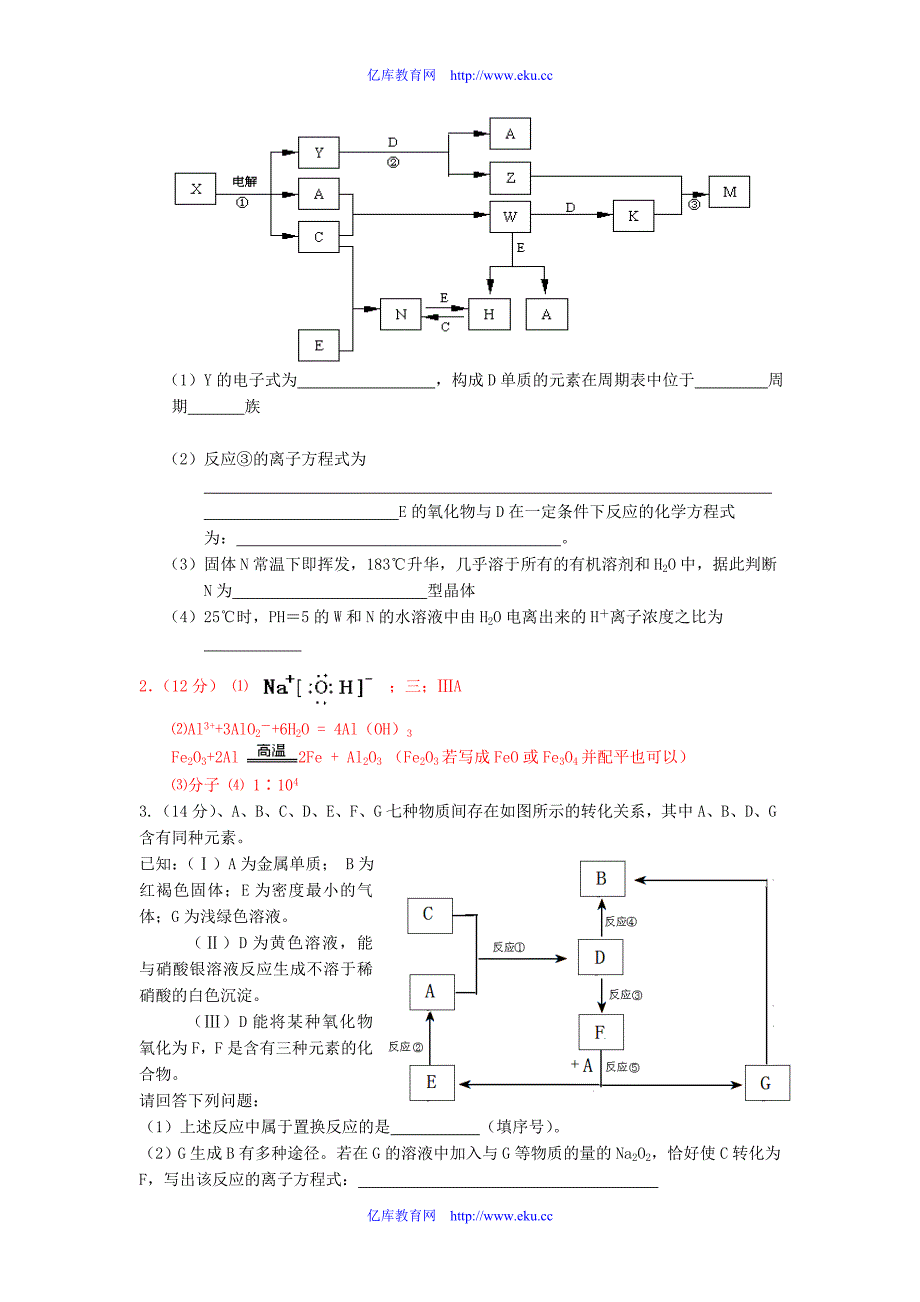 高三化学高考压题7：无机框图推断题_第2页