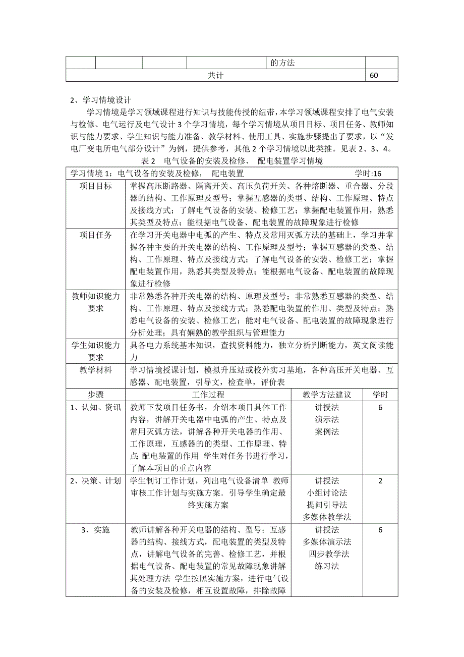 《电气设备运行与维护》课程标准_第3页