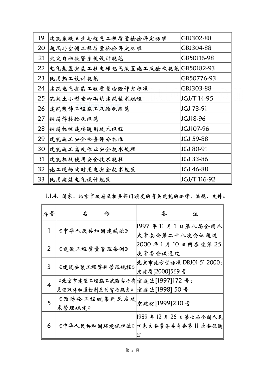 北京某住宅小区工程施工组织设计1_第2页