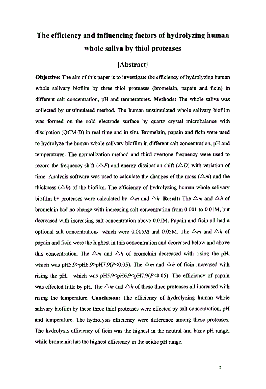 巯基蛋白酶水解人全唾液的效率和影响因素_第2页