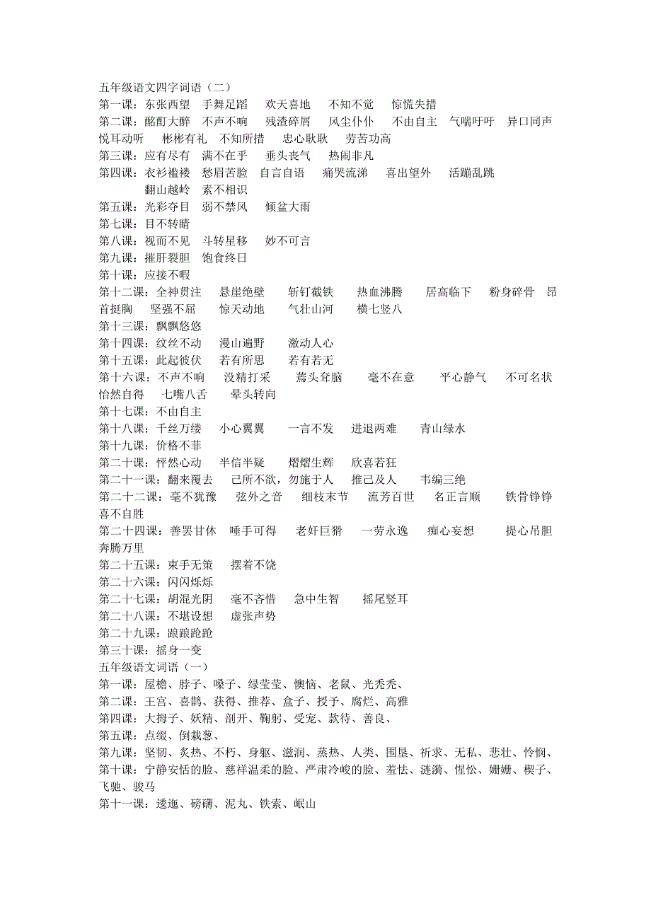 S版五年级上册语文四字成语_第1页