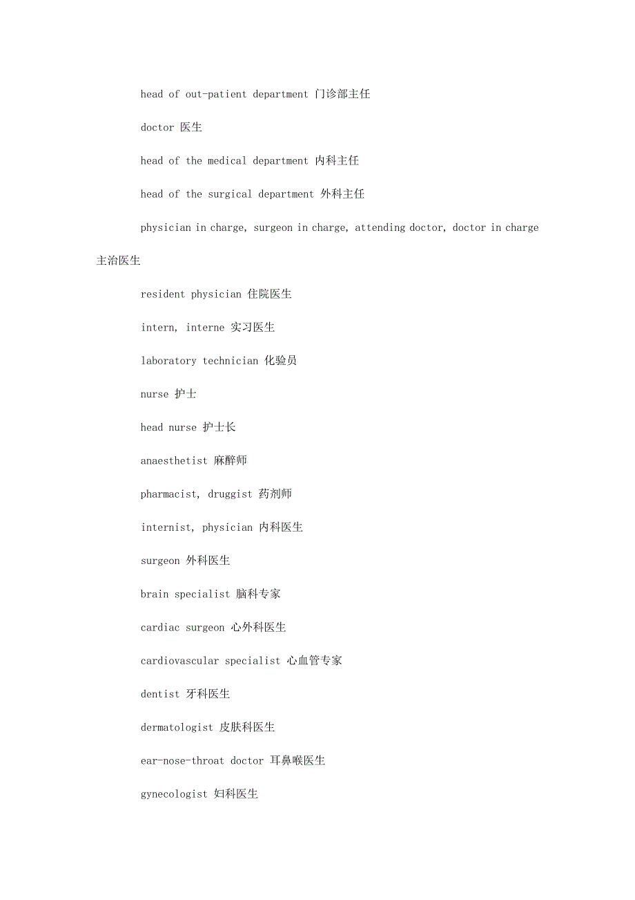 美联英语：医学英语分类词汇记忆-医院、科室、医生、病人、护士_第4页