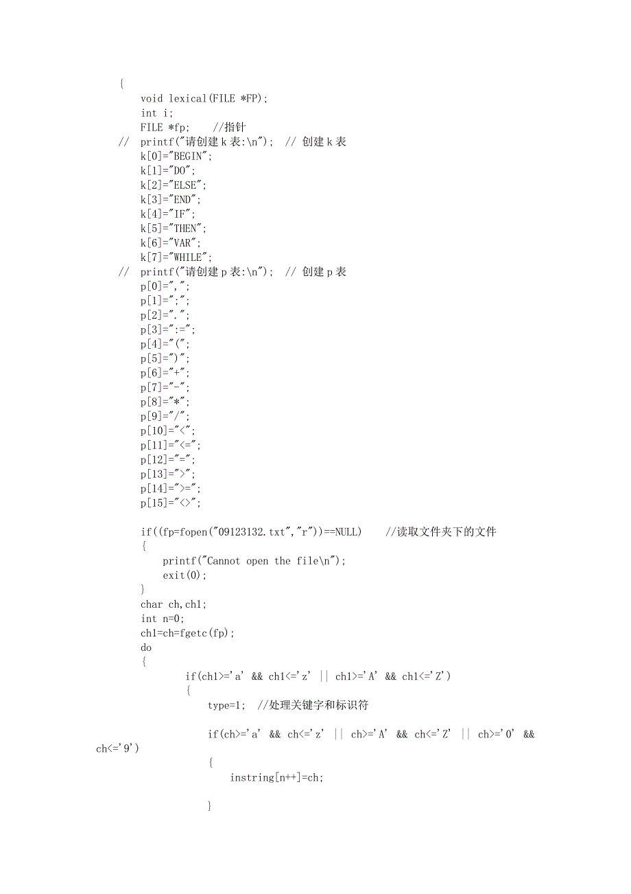 编译原理实验报告：实验一编写词法分析程序09123132徐裕_第4页