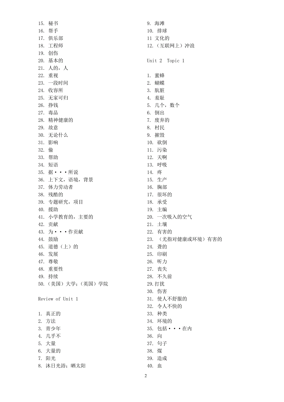 2014最新仁爱英语九年级上单词表中文版_第2页