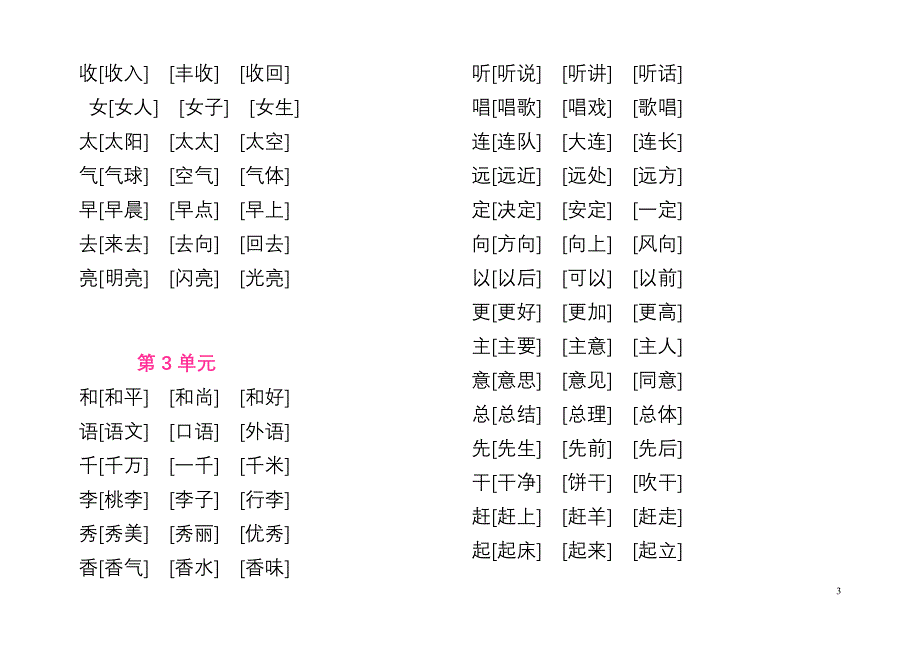 人教版语文一年级（下）组词_第3页