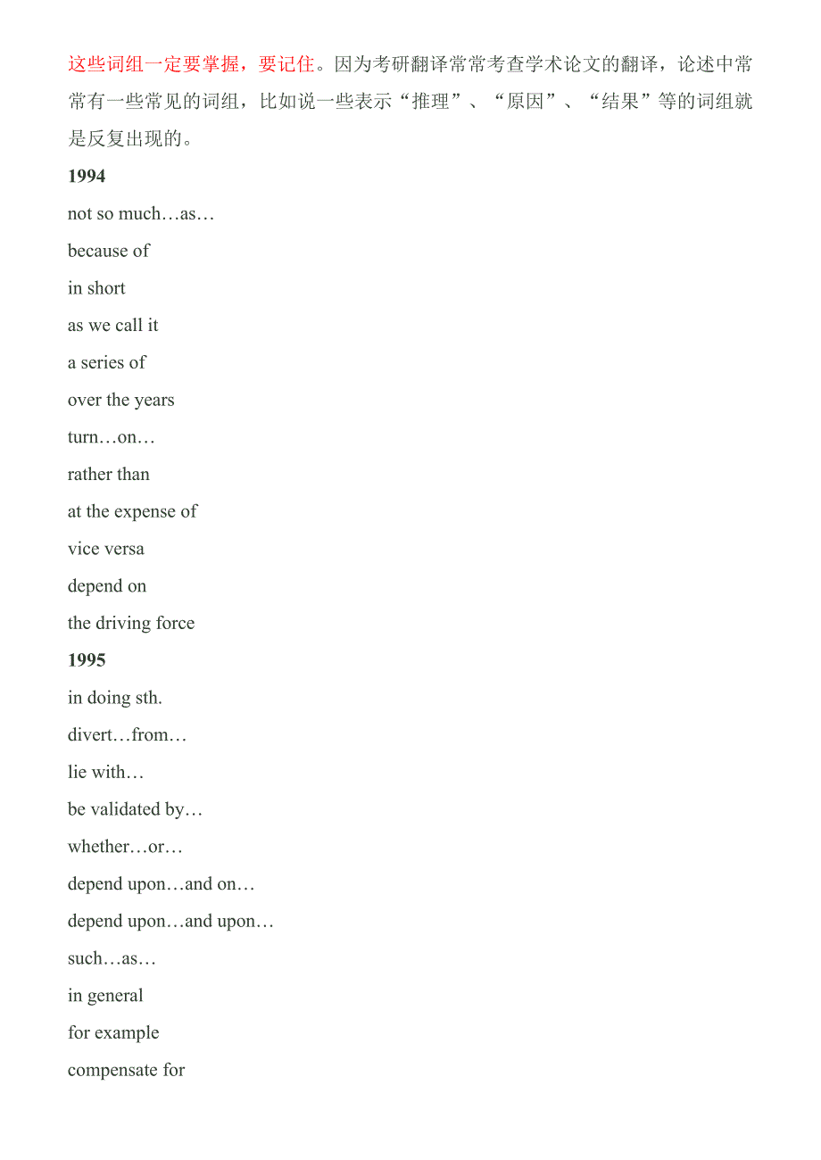 考研英语翻译中一定要掌握的词组_第1页
