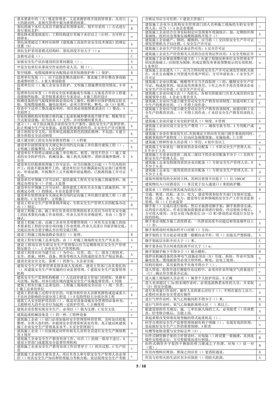 2011年河北省建设工程安全生产知识考试单选题题目_第5页