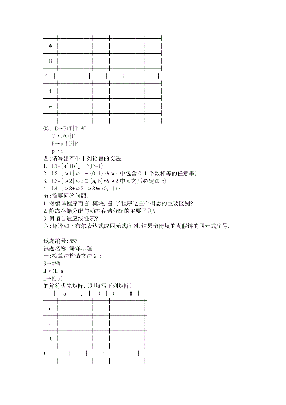 东南大学历年编译原理试卷2_第2页