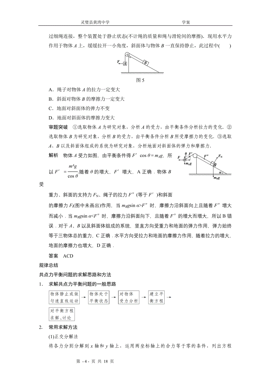 步步高2014版《考前三个月》高考物理大二轮专题复习学案：专题一 受力分析 物体的平衡_第4页