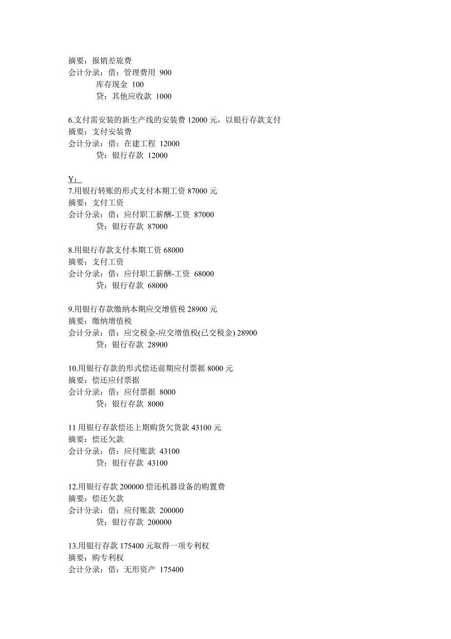 2011年湖南省会计证考试初级电算化分录小结_第3页